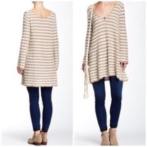 Free People Striped Swing Sweater Tunic LNWT